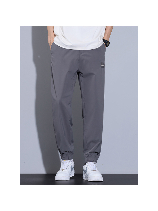 纯色青春流行男士哈伦裤春夏休闲系绳运动中腰透气潮牌束脚裤大码