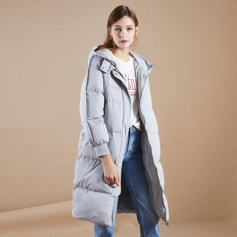 拉夏贝尔羽绒服外套女装2019冬季新款韩版中长款过膝面包服1T000669