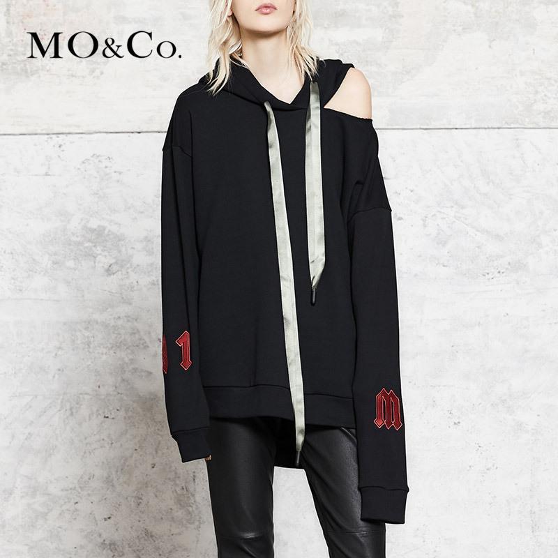 MOCO纯色连帽慵懒风加厚卫衣女秋冬宽松套头潮摩安珂