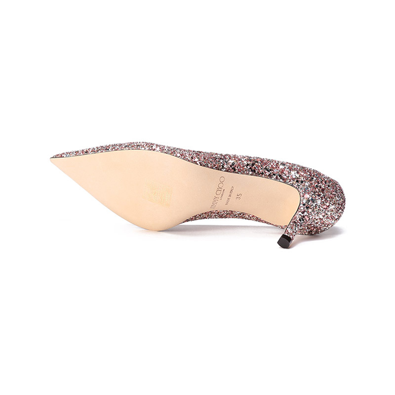 JIMMY CHOO 周仰杰 女士粗粒闪粉面料尖头高跟鞋单鞋 LOVE 65 CGF 221