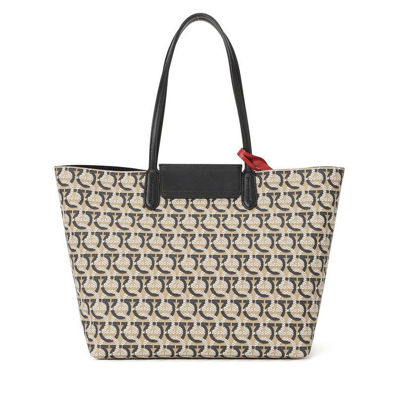 预订FERRAGAMO GANCINI 购物袋 TOTE 老花款 单肩包21I012 织物\牛皮革图片