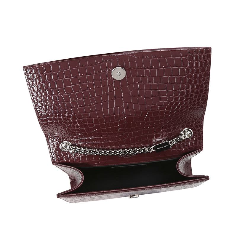 预订 SAINT LAURENT（YSL） KATE 小号 流苏穗 鳄鱼压纹 链条包474366 银链图片