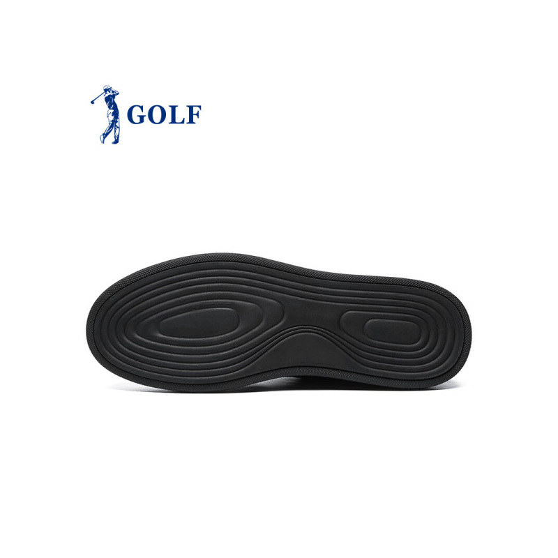 GOLF/高尔夫秋季板鞋男简约百搭真皮鞋男低帮休闲小黑鞋黑色男款