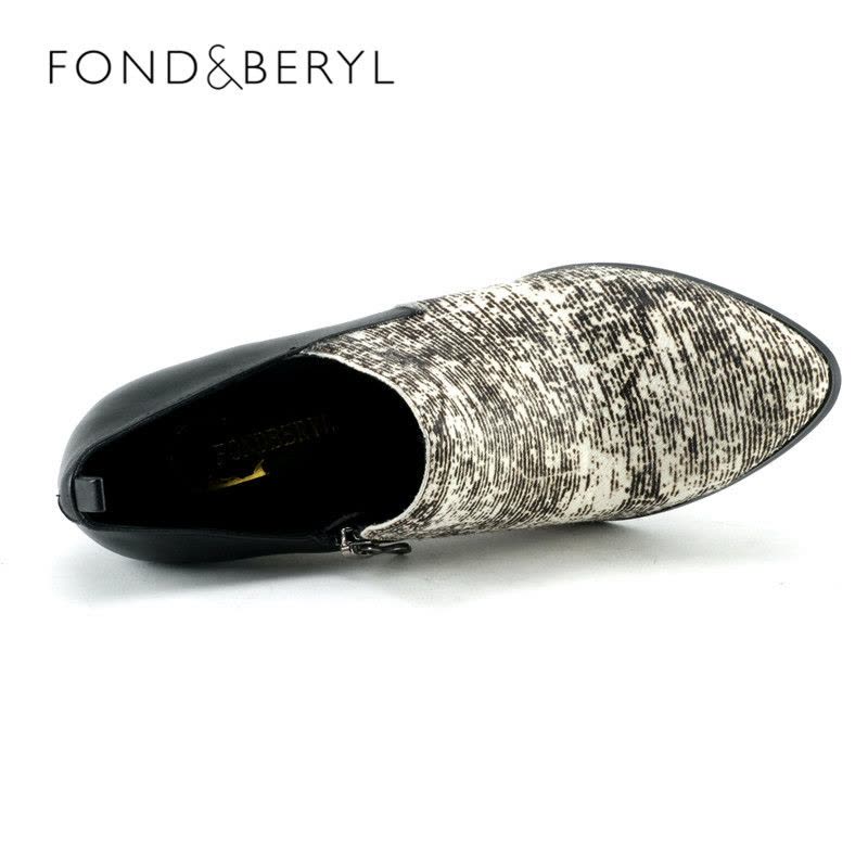 Fondberyl/菲伯丽尔秋季款尖头深口粗跟高跟拼接面女鞋FB43119712图片