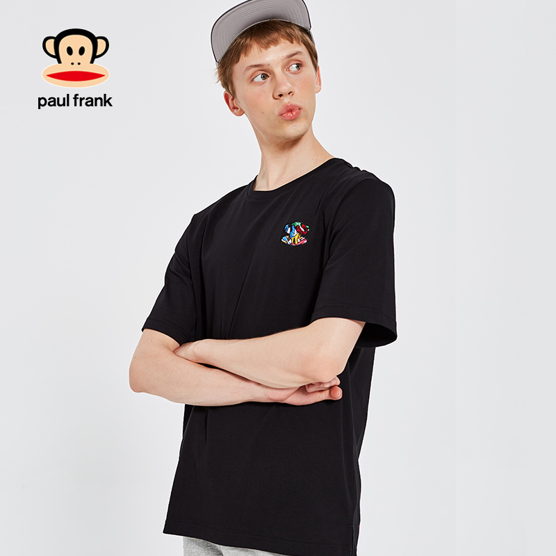 Paul Frank/大嘴猴2019夏季新款T恤男纯棉印花简约韩版休闲体恤潮