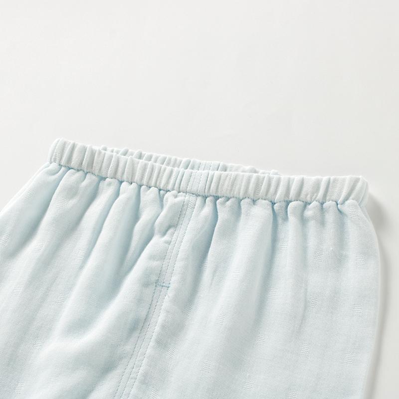 哈贝比婴儿衣服男女宝宝夏季轻薄透气双层纱布套装吸湿排汗上衣防蚊裤