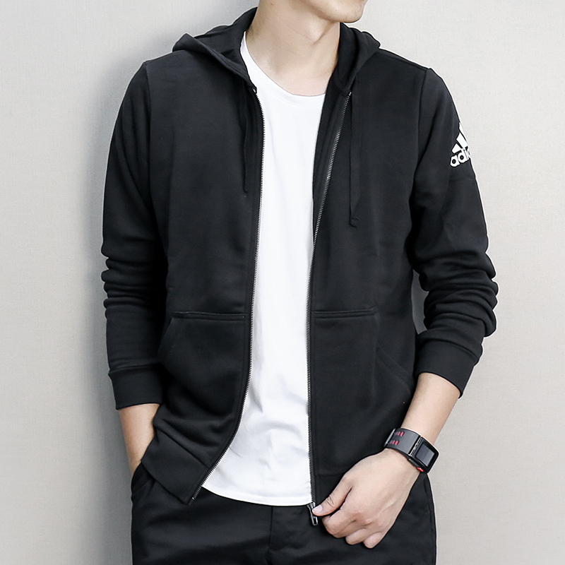 阿迪达斯（adidas）外套男运动服针织连帽透气夹克BK3717
