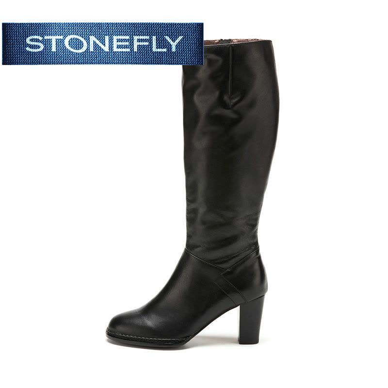 斯通富来STONEFLY冬季牛皮圆头高跟时尚纯色长靴女SD44117065图片