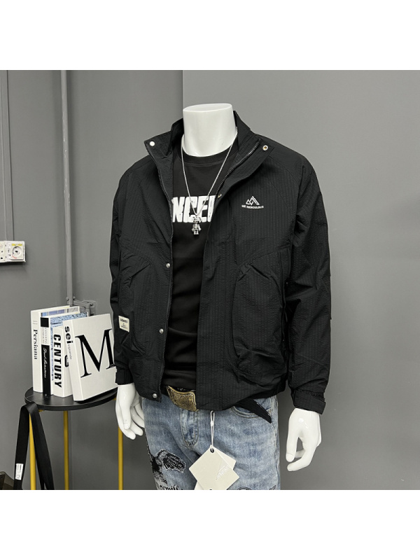 春秋薄款夹克外套男士秋装上衣修身时尚外穿新款欧洲站潮牌休闲潮