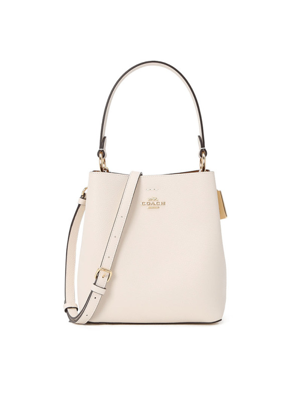 蔻驰COACH 水桶包 字母马车标粒面皮 女士单肩斜挎手提包F1011金扣