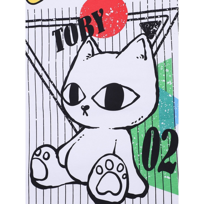 a02新款减龄少女破洞小黑印花宽松短袖T恤女DTU1B0121KT