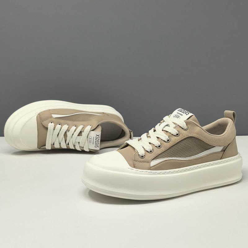 男生夏季透气板鞋男款潮鞋拼色饼干鞋欧洲站男鞋男士增高休闲鞋男图片