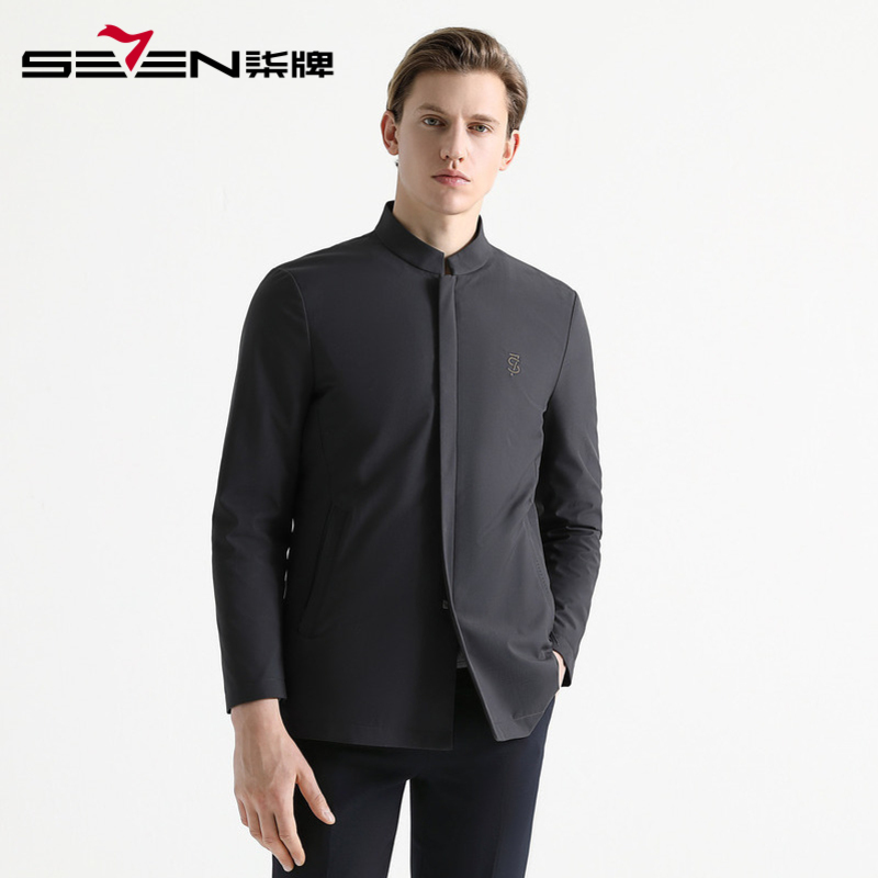柒牌SEVEN男装2020秋外套工作服职业男夹克修身商务休闲夹克衫