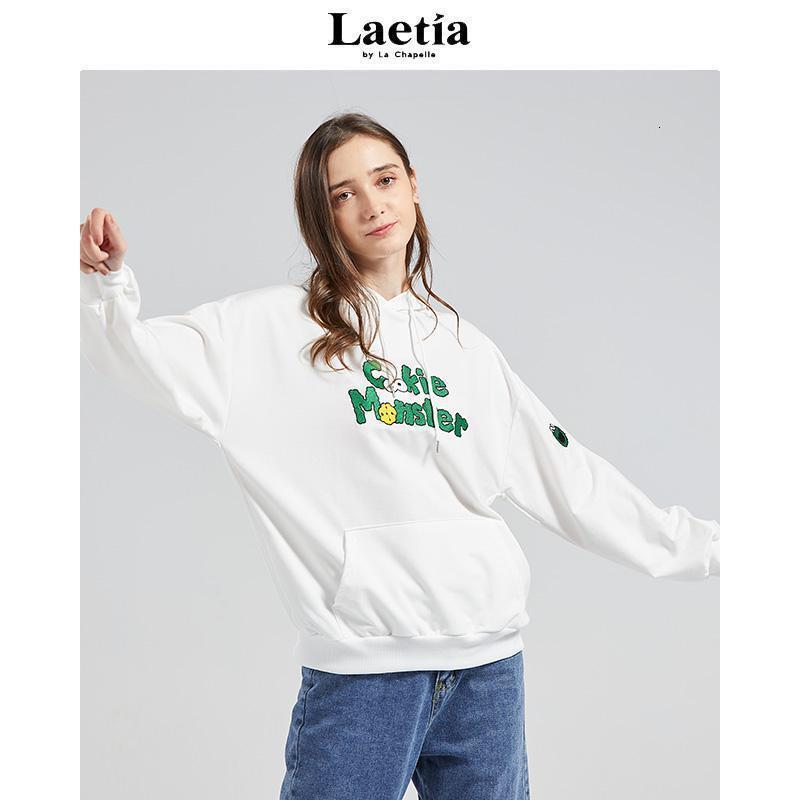 拉夏贝尔Laetia 套头连帽卫衣女2020秋季新款宽松刺绣口袋薄款上衣903610131