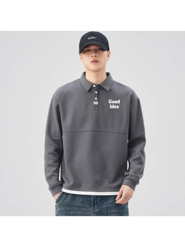 |年春款男士重磅翻领长袖POLO衫卫衣多色可选时尚百搭