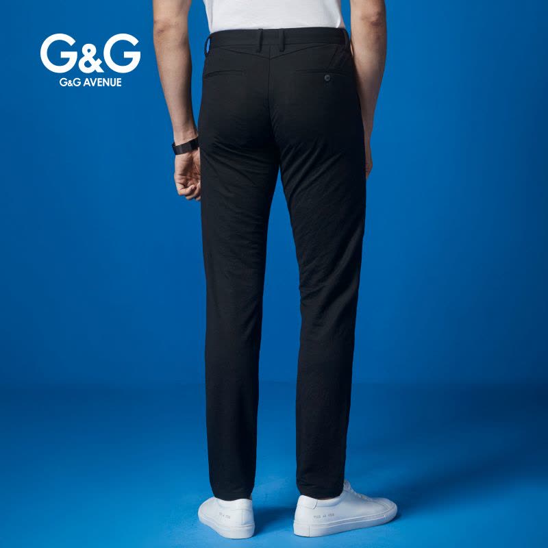 G＆G 男士裤子黑色休闲裤男2019新款春季修身男裤韩版潮流小脚裤图片
