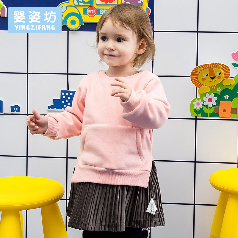 婴姿坊秋冬新款韩版小女孩洋气冬装女童连衣裙宝宝儿童长袖t恤裙子