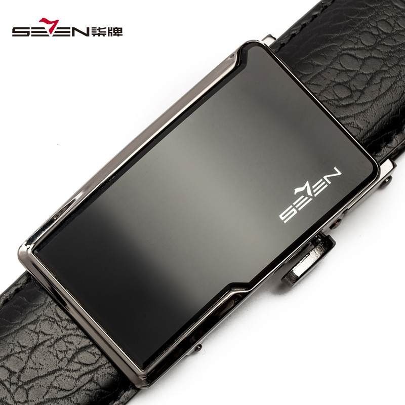 柒牌seven商务皮带男真皮自动扣裤带头层牛皮正装简约腰带