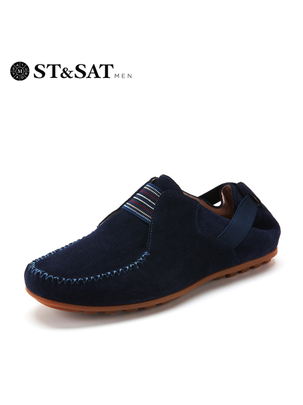 星期六(ST&SAT)男鞋牛皮革松紧带圆头平底休闲皮鞋SS51129208