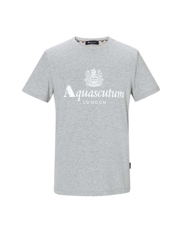 雅格狮丹AQUASCUTUM 男士T恤 LOGO印花棉质QMT001M0