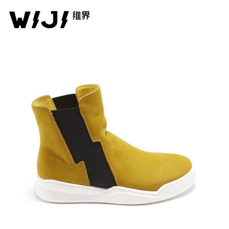 WIJI靴子女冬季新款英伦风休闲时尚切尔西靴平底个性潮流高帮板鞋图片