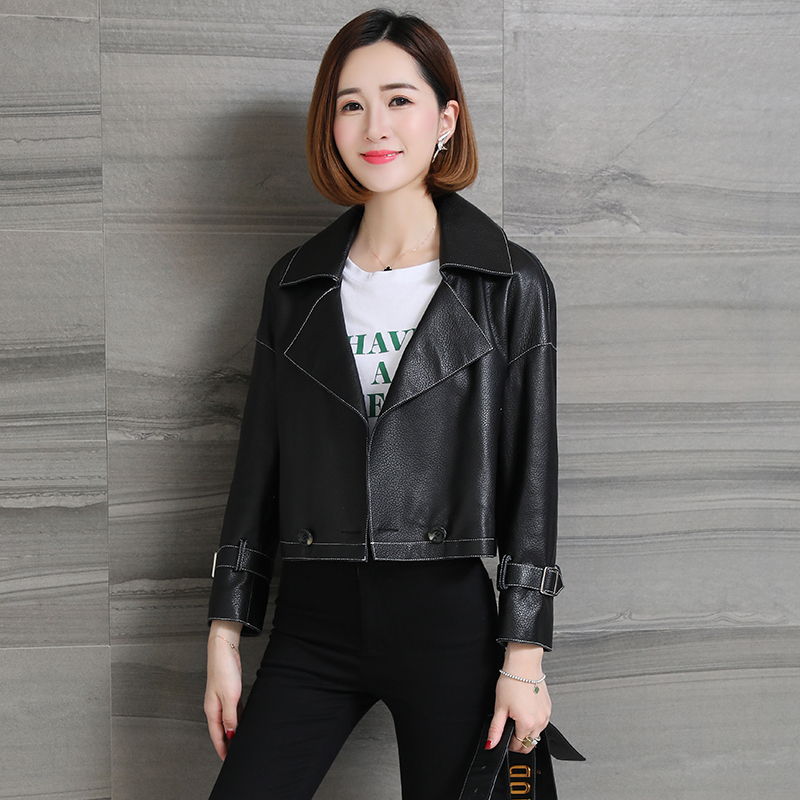 憨厚皇后 2018秋冬季新款海宁真皮皮衣女绵羊皮外套休闲机车服 70