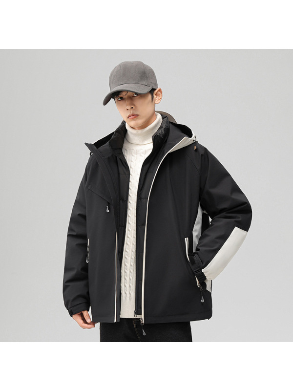 冬季新款90白鸭绒羽绒服户外男装连帽外套男可拆内胆防水防风夹克