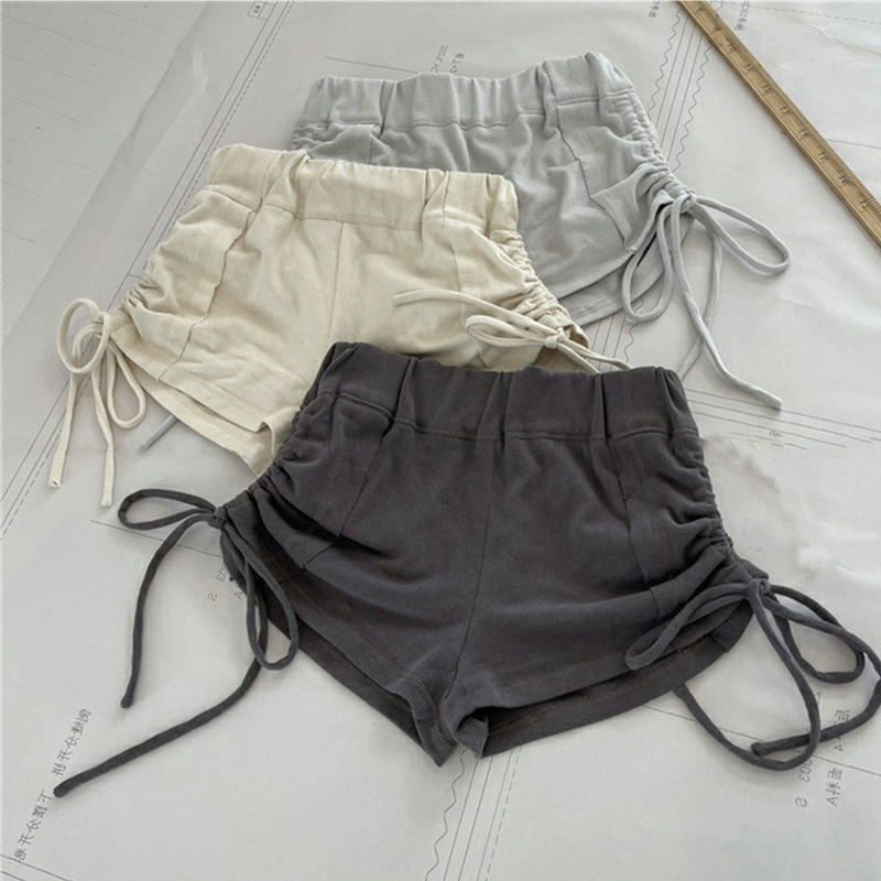 含棉新款运动休闲裤女夏季性感热裤抽绳高腰短裤宽松阔腿裤子