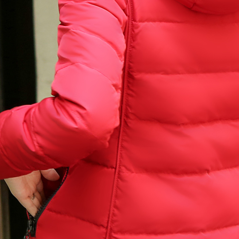 千仞岗女士冬季2019冬装新款羽绒服女中长款修身连帽显瘦大毛领羽绒服