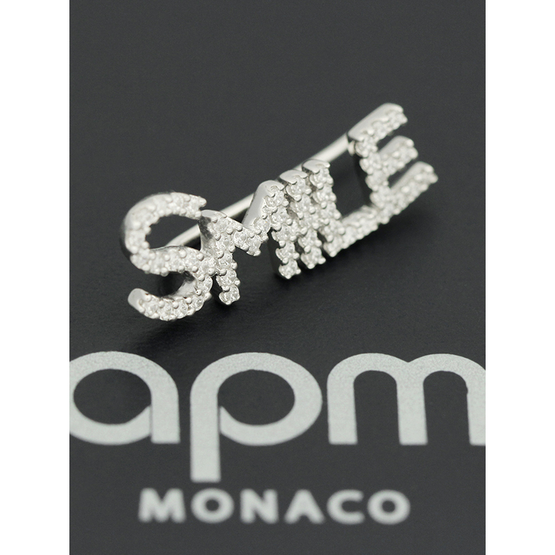 【apm MONACO】新款SMILE耳环字母耳钉925银耳饰气质百搭女士耳骨夹网红耳扣奢华贵族饰品