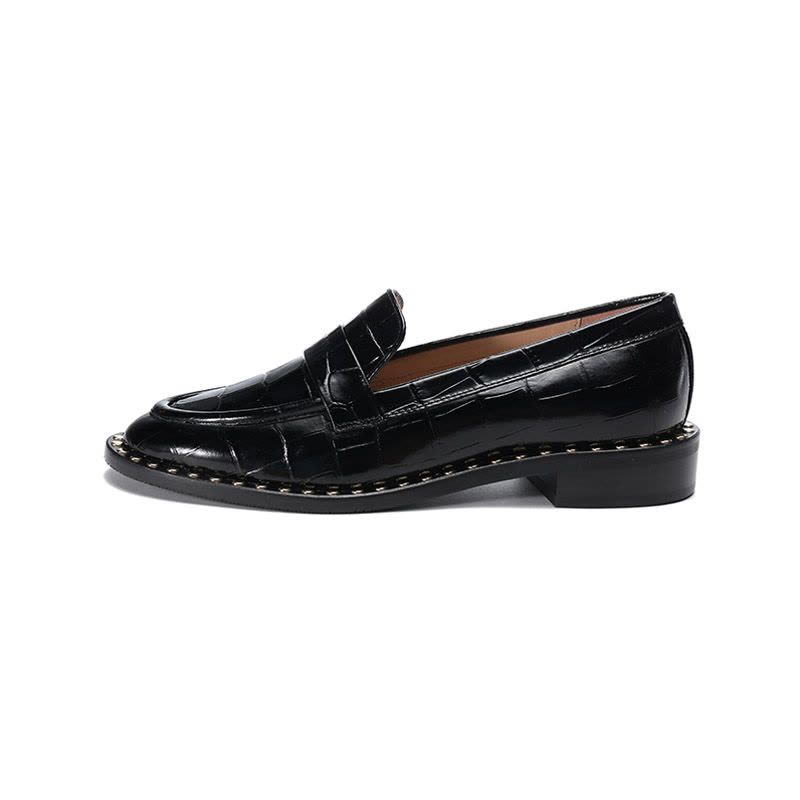 斯图尔特·韦茨曼 STUART WEITZMAN 女士皮革铆钉装饰平底单鞋乐福鞋皮鞋PALMER LOAFER图片
