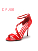 迪芙斯D:FUSE牛皮圆头高跟搭扣纯色凉鞋女DF52112008