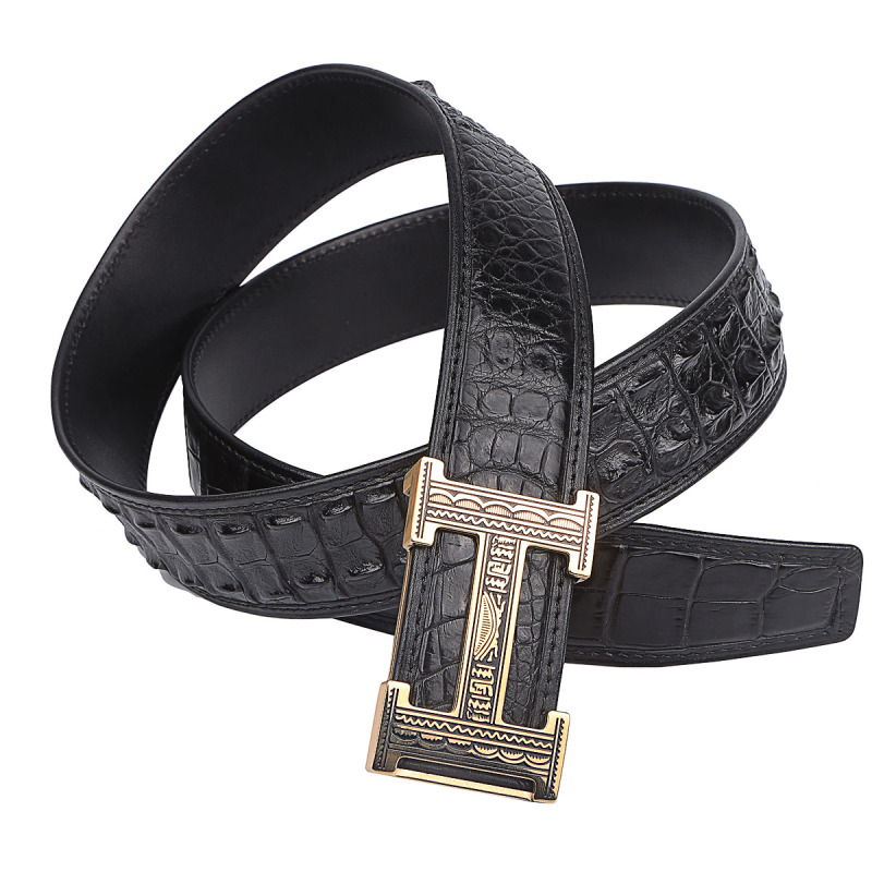 男士裤带男式裤带鳄鱼皮男士裤腰带鳄鱼皮男式裤腰带pd181248-1j金色