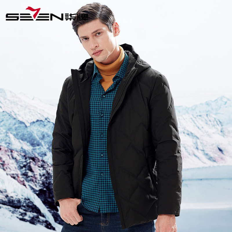 柒牌SEVEN男装羽绒服商务休闲男士潮流保暖中青年连帽外套