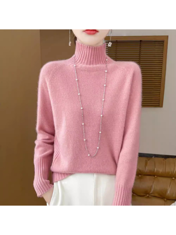 秋冬宽松纯色上衣一线新款毛衣羊毛加厚内搭长袖高领针织衫成衣