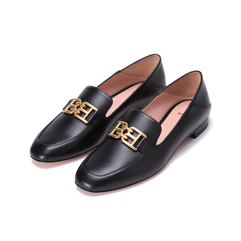 bally巴利女士牛皮bchain可踩脚乐福鞋穆勒鞋平底鞋ellahflat