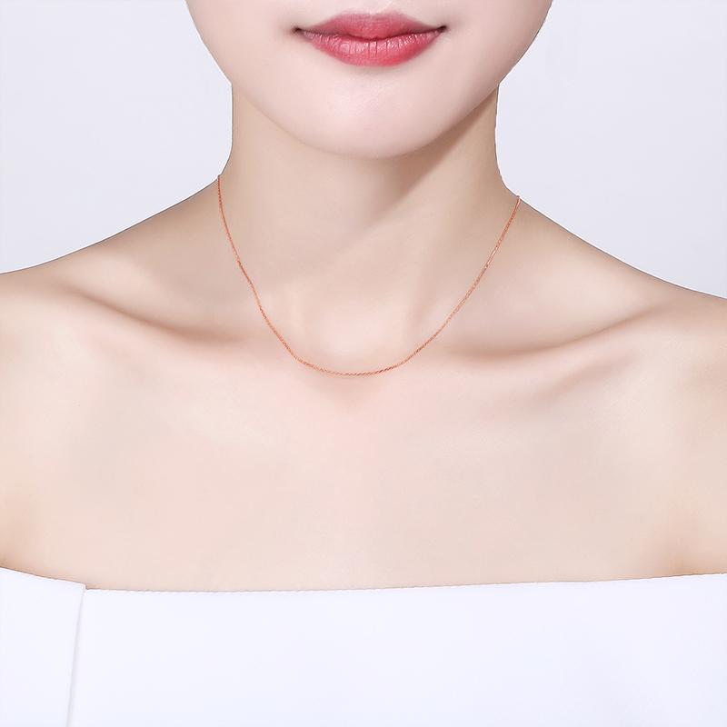 周六福(ZHOULIUFU) 珠宝18K金项链女士款玫瑰金十字链KI053613