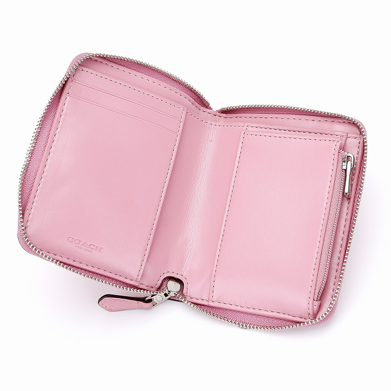 自营 新品 蔻驰 COACH 女士专柜款皮革铆钉钱包钱夹玫红色短款 31811 B4/RO