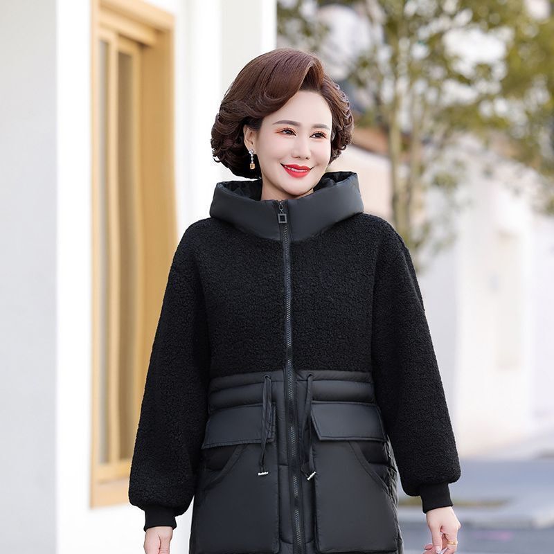 新款冬装妈妈装外套40岁宽松中年女装时尚拼接款女款冬款