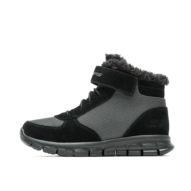 Skechers斯凯奇男童鞋拼接保暖冬靴雪地靴660013L/BKGY