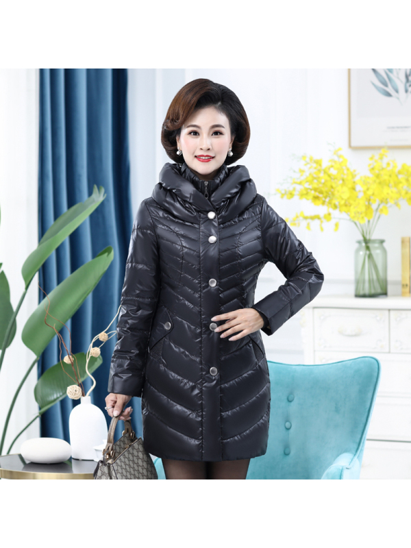 雪暖中年女士羽绒服女中长款韩版修身新款妈妈装冬装外套