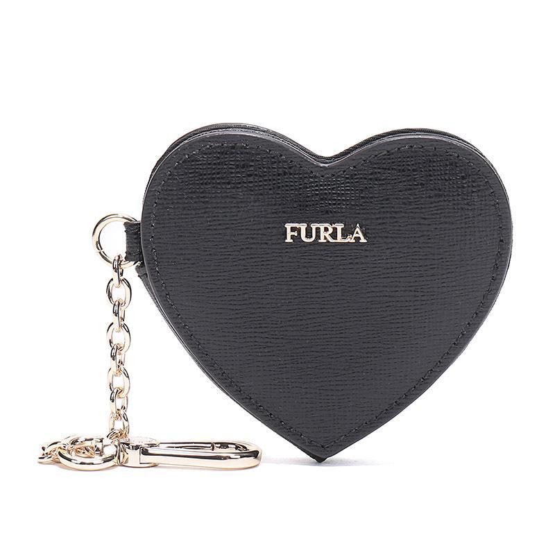 FURLA 芙拉 女士黑色皮革化妆镜子钥匙扣挂饰 993054 R RS20 B30