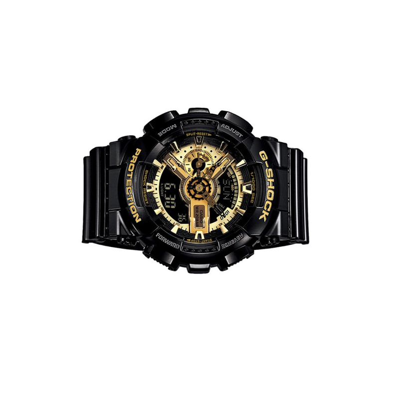 CASIO卡西欧日韩品牌 石英表 男 G-SHOCK系列黑金运动防水大表盘多功能树脂男士石英表GA-110GB-1A