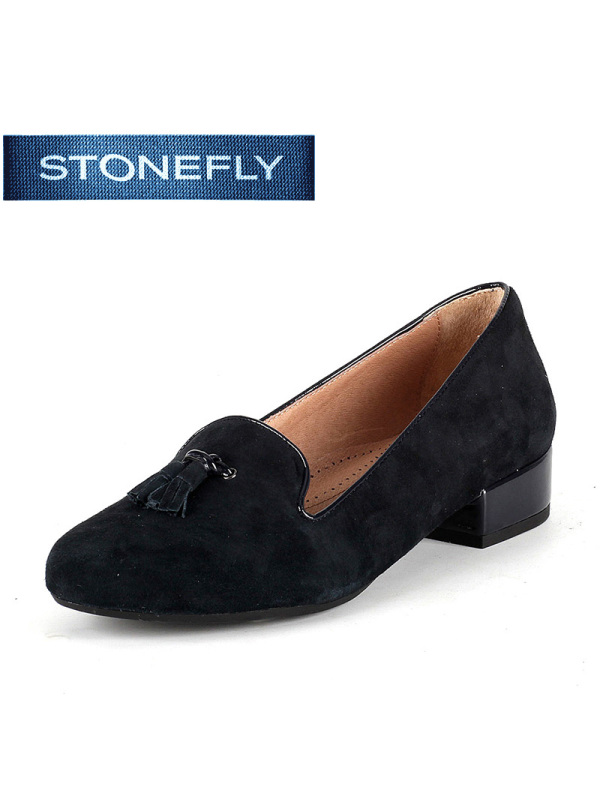 斯通富来STONEFLY秋季绒面羊皮粗跟时尚休闲经典单鞋女SD53115059