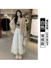 白色毛绒针织半身裙女春秋大码胖mm显瘦a字半裙超好看冬装蛋糕裙