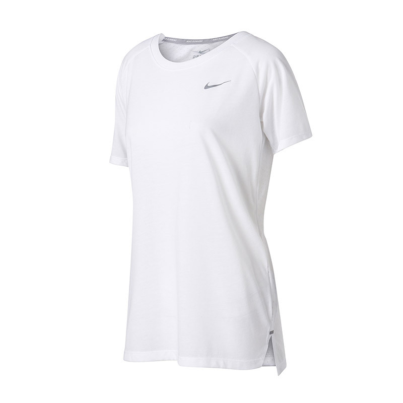NIKE耐克女短袖T恤休闲透气圆领训练跑步运动上衣890192 L 890192-010黑+反光银