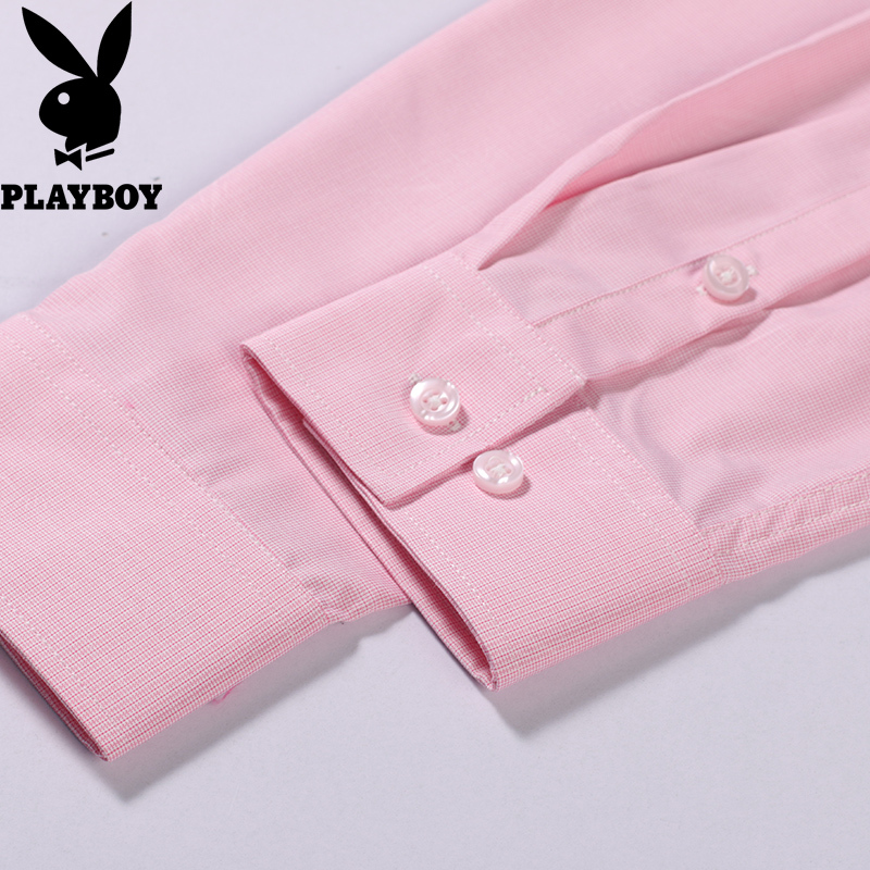 花花公子(PLAYBOY)男士衬衫 时尚上衣男工装上班青年春夏纯色衬衣修身寸衫