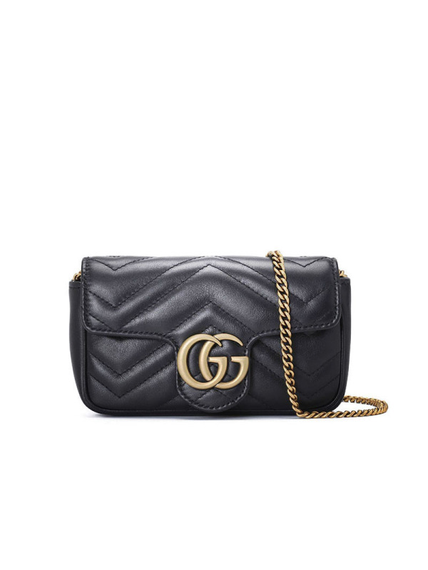 预售 GUCCI 古驰 GG MARMONT 单肩包 斜挎包 链条包超迷你 双G饰扣绗缝皮476433金扣