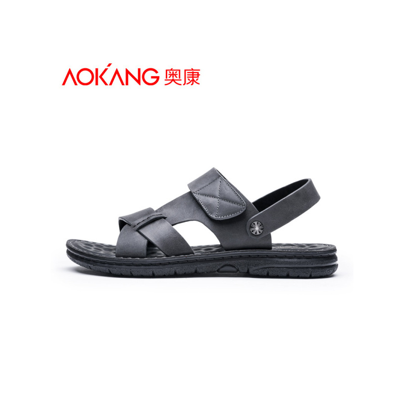奥康凉鞋夏季透气休闲真皮凉鞋防滑沙滩鞋子