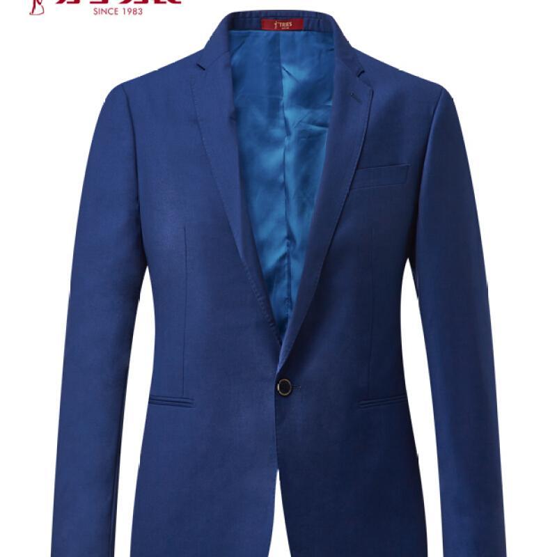 【商场同款】才子男装（TRIES）西服套装男士2018新款蓝色单排扣时尚简约套西蓝色